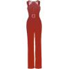 imageCHICME Women Multi Strap Sleeveless Jumpsuit Sparkle Rhinestone Rompers Dressy Jumpsuits for Women Evening PartyWine Red