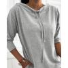 imageCHICME Womens Sweatshirt Dress 2025 Casual 34 Sleeve Mini Dress Stand Collar Drawstring Pullover Tunic Top with PocketsAgray