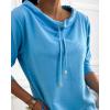 imageCHICME Womens Sweatshirt Dress 2025 Casual 34 Sleeve Mini Dress Stand Collar Drawstring Pullover Tunic Top with PocketsBlue