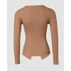 imageChic Me Womens Knit Sweaters Long Sleeve Pullover Rhinestone Decor Criss Cross Knit SweaterKhaki