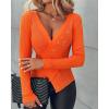 imageChic Me Womens Knit Sweaters Long Sleeve Pullover Rhinestone Decor Criss Cross Knit SweaterOrange