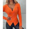 imageChic Me Womens Knit Sweaters Long Sleeve Pullover Rhinestone Decor Criss Cross Knit SweaterOrange