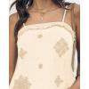 imageChicMe 2 Piece Geometric Embroidery Spaghetti Strap Tassel Design Square Neck Top Casual Shorts SetApricot
