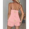 imageChicMe 2 Piece Geometric Embroidery Spaghetti Strap Tassel Design Square Neck Top Casual Shorts SetPink