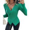 imageChic Me Womens Knit Sweaters Long Sleeve Pullover Rhinestone Decor Criss Cross Knit SweaterGreen