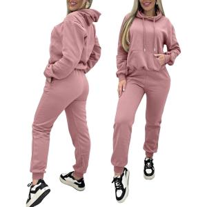 imageCHICME BEST SHOPPING DEALS Chic Me 2 Piece Jogger Set Long Sleeve Hoodie Pullover Tops Tracksuit Athletic Fall 0utfitsPink