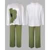 imageCHICME Womens Pajamas Sets 2 Piece Long Sleeve Lounge Set 2025 Loose Pants Pj Sets Loungewear with PocketsAfloral Green