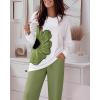 imageCHICME Womens Pajamas Sets 2 Piece Long Sleeve Lounge Set 2025 Loose Pants Pj Sets Loungewear with PocketsAfloral Green