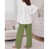 imageCHICME Womens Pajamas Sets 2 Piece Long Sleeve Lounge Set 2025 Loose Pants Pj Sets Loungewear with PocketsAfloral Green