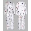 imageCHICME Womens Pajamas Sets 2 Piece Long Sleeve Lounge Set 2025 Loose Pants Pj Sets Loungewear with PocketsFloral White