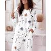 imageCHICME Womens Pajamas Sets 2 Piece Long Sleeve Lounge Set 2025 Loose Pants Pj Sets Loungewear with PocketsFloral White