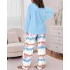 imageCHICME Womens Pajamas Sets 2 Piece Long Sleeve Lounge Set 2025 Loose Pants Pj Sets Loungewear with PocketsPombre Blue