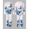 imageCHICME Womens Pajamas Sets 2 Piece Long Sleeve Lounge Set 2025 Loose Pants Pj Sets Loungewear with PocketsRbutterfly White