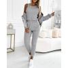 imageCHICME Womens Three Piece Outfits Striped Tape Patch Tank Tops Bomber Jacket with Sporty Pants Tracksuit Lounge SetsSgray