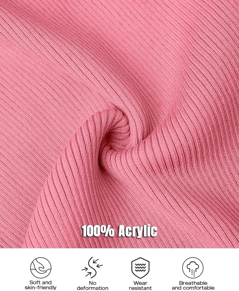 imageCHICME Quarter Zip Pullover Sweaters for Women 2025 Long Sleeve Fitted Sweater Casual Ribbed Knit TopsPink