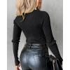 imageCHICME Quarter Zip Pullover Sweaters for Women 2025 Long Sleeve Fitted Sweater Casual Ribbed Knit TopsBlack