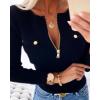 imageCHICME Quarter Zip Pullover Sweaters for Women 2025 Long Sleeve Fitted Sweater Casual Ribbed Knit TopsBlack