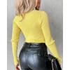 imageCHICME Quarter Zip Pullover Sweaters for Women 2025 Long Sleeve Fitted Sweater Casual Ribbed Knit TopsYellow