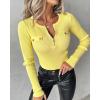 imageCHICME Quarter Zip Pullover Sweaters for Women 2025 Long Sleeve Fitted Sweater Casual Ribbed Knit TopsYellow
