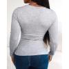 imageCHICME Womens 2025 Long Sleeve U Neck T Shirts with Builtin Shelf Updated Bra Knit Seamless Basic TopsGray