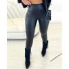 imageCHICME Womens 2025 Stretch Faux Leather Pants High Waist Curved Fleece Lined Tights Pants PU Leather LeggingsBlack