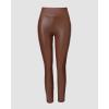 imageCHICME Womens 2025 Stretch Faux Leather Pants High Waist Curved Fleece Lined Tights Pants PU Leather LeggingsCoffee