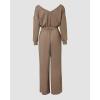 imageCHICME Womens Casual Jumpsuit Off the Shoulder Jumpsuits for Women Long Sleeve Wide Leg Pants Dressy OverallsCoffee