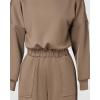 imageCHICME Womens Casual Jumpsuit Off the Shoulder Jumpsuits for Women Long Sleeve Wide Leg Pants Dressy OverallsCoffee