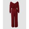 imageCHICME Womens Casual Jumpsuit Off the Shoulder Jumpsuits for Women Long Sleeve Wide Leg Pants Dressy OverallsRed
