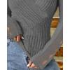 imageWomen Lace Trim V Neck Long Sleeve Knit Top HollowOut Slim Fit TShirts Ribbed Cross Wrap TopGrey