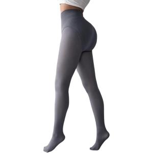 imageCHICME Womens High Waist Butt Lifting Tights 2025 Transparent Thermal Pantyhose Leggings Fleece Lined PantsGrey