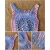 imageCHICME Womens Crochet Coverups Ombre UNeck Long Sleeve Tassel HollowOut Swimwear Beach Dress