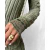 imageCHICME 2025 2 Piece Outfits for Women Ribbed Long Sleeve Shirt Pullover and Skinny Pants Set Lounge SetArmy Green