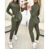 imageCHICME 2025 2 Piece Outfits for Women Ribbed Long Sleeve Shirt Pullover and Skinny Pants Set Lounge SetArmy Green