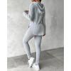 imageCHICME 2025 2 Piece Outfits for Women Ribbed Long Sleeve Shirt Pullover and Skinny Pants Set Lounge SetGray