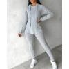 imageCHICME 2025 2 Piece Outfits for Women Ribbed Long Sleeve Shirt Pullover and Skinny Pants Set Lounge SetGray