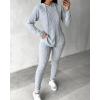 imageCHICME 2025 2 Piece Outfits for Women Ribbed Long Sleeve Shirt Pullover and Skinny Pants Set Lounge SetGray