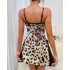 imageCHICME Womens Lace Trim Side Slit Modal Cami Sleep Dress Loungewear Cute Night Gowns for WomenLeopard