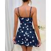 imageCHICME Womens Lace Trim Side Slit Modal Cami Sleep Dress Loungewear Cute Night Gowns for WomenStar Dark Blue