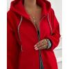 imageCHICME 2025 Womens Lightweight Jacket Casual Zip Up Hoodies Striped Cuffs Coat with Drawstring Pockets Drop ShoulderRed