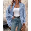 imageCHICME Cardigan Sweaters for Women 2025 Waffle Knit Coat Batwing Long Sleeve Open Front Long Cardigans OuterwearBlue