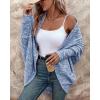 imageCHICME Cardigan Sweaters for Women 2025 Waffle Knit Coat Batwing Long Sleeve Open Front Long Cardigans OuterwearBlue