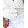 imageCHICME Cardigan for Women 2025 V Neck Long Sleeve Pearl Beaded Knitted Cardigan SweatersAwhite