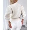 imageCHICME Cardigan for Women 2025 V Neck Long Sleeve Pearl Beaded Knitted Cardigan SweatersAwhite