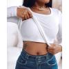 imageCHICME Women Seamless Builtin Bra Long Sleeve Shirts 2025 U Neck Knit TShirts Basic Tops Fall OutfitsAwhite