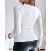 imageCHICME Women Seamless Builtin Bra Long Sleeve Shirts 2025 U Neck Knit TShirts Basic Tops Fall OutfitsAwhite