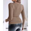 imageCHICME Women Seamless Builtin Bra Long Sleeve Shirts 2025 U Neck Knit TShirts Basic Tops Fall OutfitsCkhaki