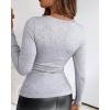 imageCHICME Women Seamless Builtin Bra Long Sleeve Shirts 2025 U Neck Knit TShirts Basic Tops Fall OutfitsEgray