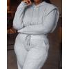 imageCHICME Womens 2 Piece Outfits 2025 Cropped Hooded Long Sleeve Sweatshirt and Wide Leg Sweatpants Set Sweatsuit TracksuitAgray