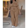 imageCHICME Womens 2 Piece Outfits 2025 Cropped Hooded Long Sleeve Sweatshirt and Wide Leg Sweatpants Set Sweatsuit TracksuitBrown